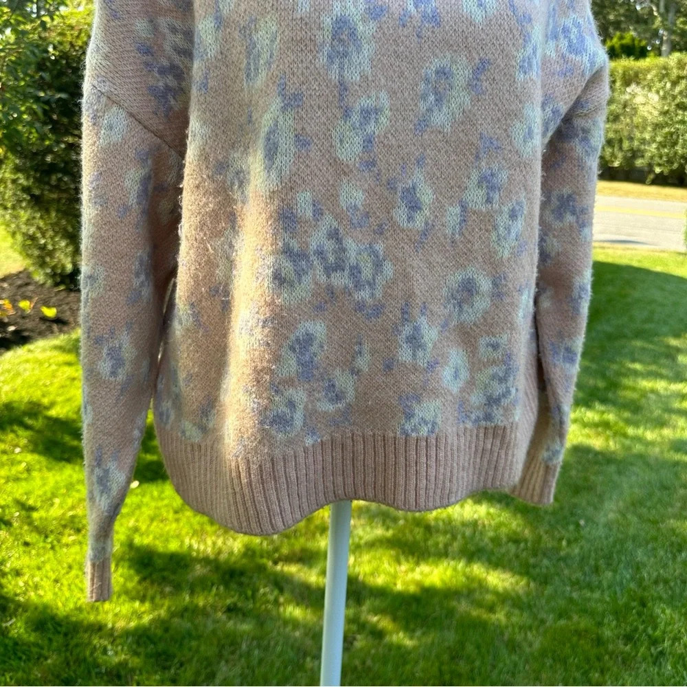 Mango Knit Cropped Floral Sweater Small - Picture 4 of 9
